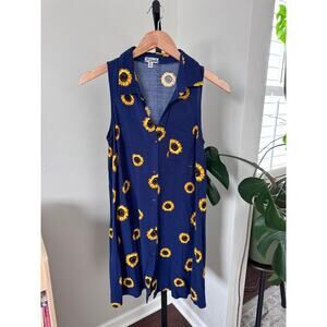 J for Justify Blue Sunflower Sleeveless Midi Dress